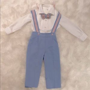 Christiano Set baby blue and pink suspender set